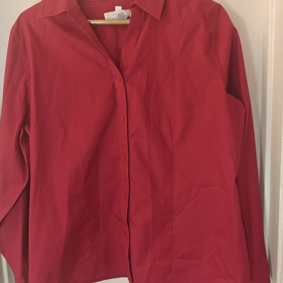 Chicos Women's Red Cherry No Iron Button-Up Shirt Size 2 - Picture 3 of 10